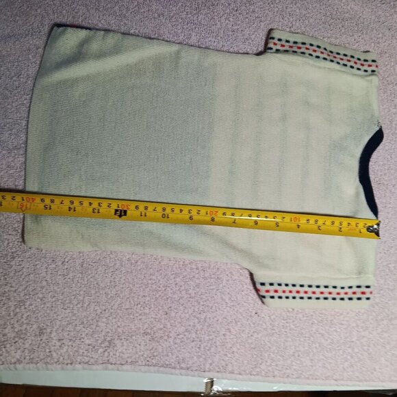 Vintage 70's Girls 4T Acrylic Knit T-shirt Top Scandinavian Pattern Boho Butter - Picture 6 of 7